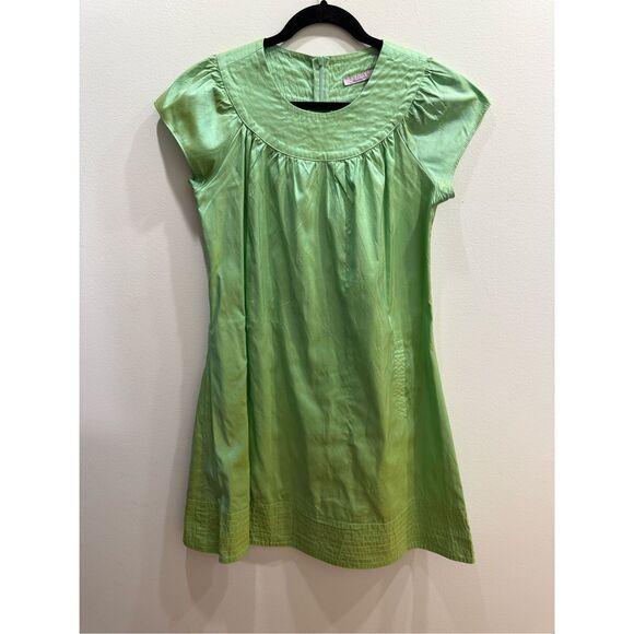 Calypso Christiane Celle 100% Silk Cap Sleeve Pintuck Dress – Green, Size M, vin - Picture 2 of 6